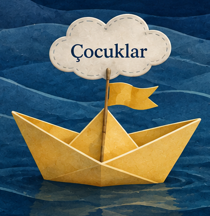 Çocuklar — kağıt kayık